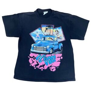 Vintage Ocean View Rat Rod Hot Bikini Pinup Paradise Surfing Beach T Shirt XL